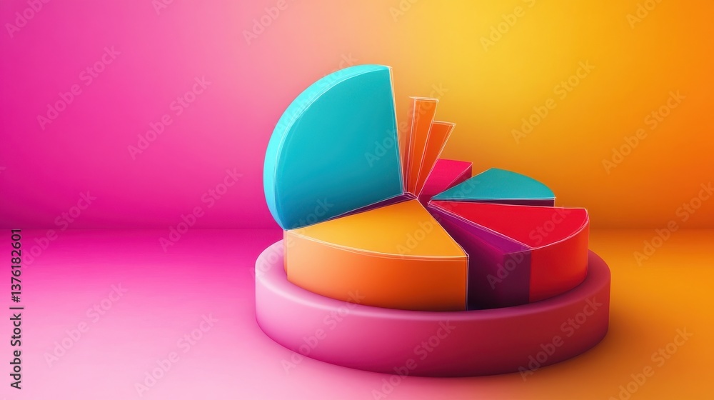 Aufkleber vibrant abstract asset allocation, a dynamic blend of colorful pie charts and graphs illustrating st
