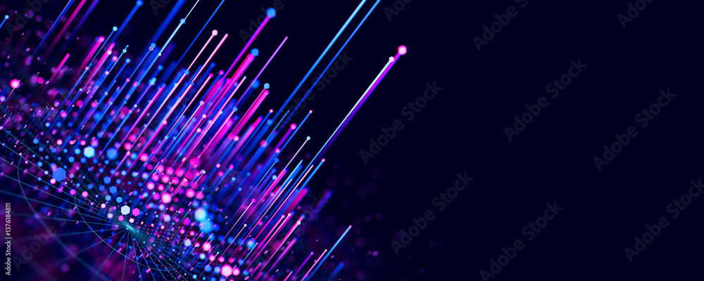 Poster big data complex graph. quantum computing universe. cyber space of ai technology. futuristic graph. 