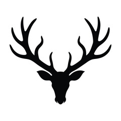 Naklejka premium Reindeer Antlers Head Silhouette