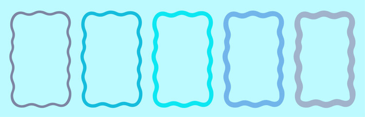 Zig zag wavy edge rectangle frame or border shapes set. Vector jagged geometric rectangular. Abstract elements for template, stickers, promo material, web or social media design.