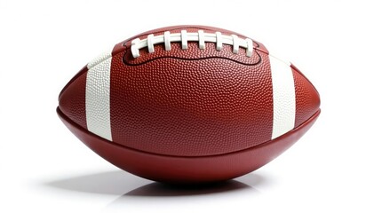Leather football, perfectly centered on pure white, object, game day, texture
