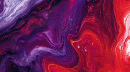 Fototapeta premium Abstract Fluid Art with Vivid Red and Purple Swirls. Generative AI illustration