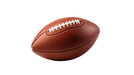 Close up of brown leather American football on transparent background