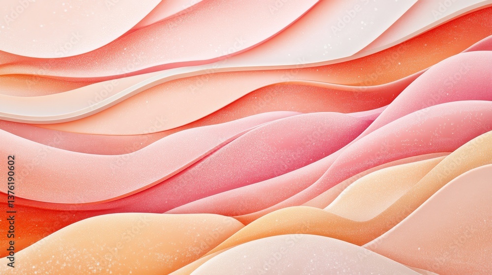 Poster a textured background featuring layered waves in soft pink and peach tones, creating a modern, abstr