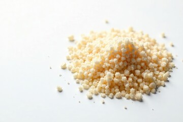 Crystalline sugar granules, bright white background, sucrose, background, icing sugar