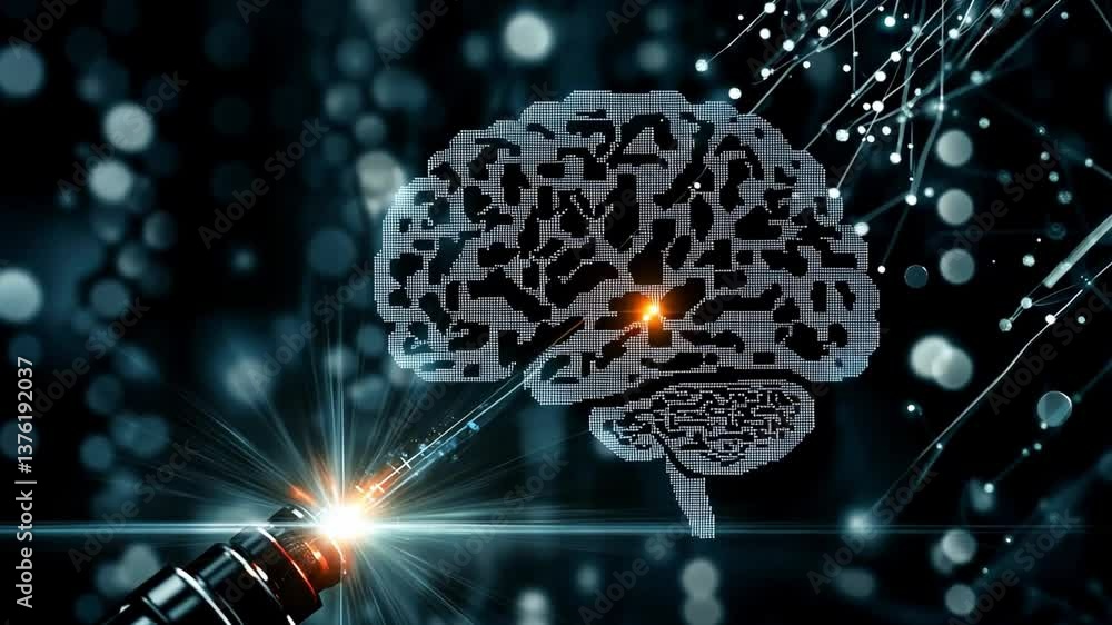 Poster exploring the future of healthcare with neural implants and advanced animation techniques