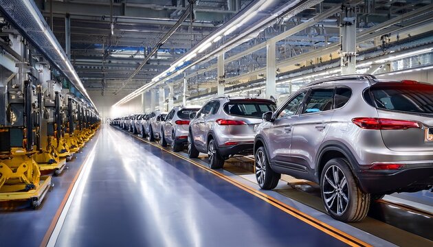 luxury suvs in a row on production line modern car assembly plant automotive industry