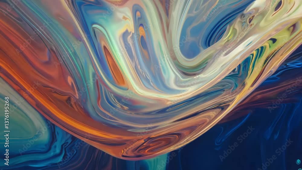 Poster a swirl of colors with a yellow center. the yellow is surrounded by blue and red. the blue is on the