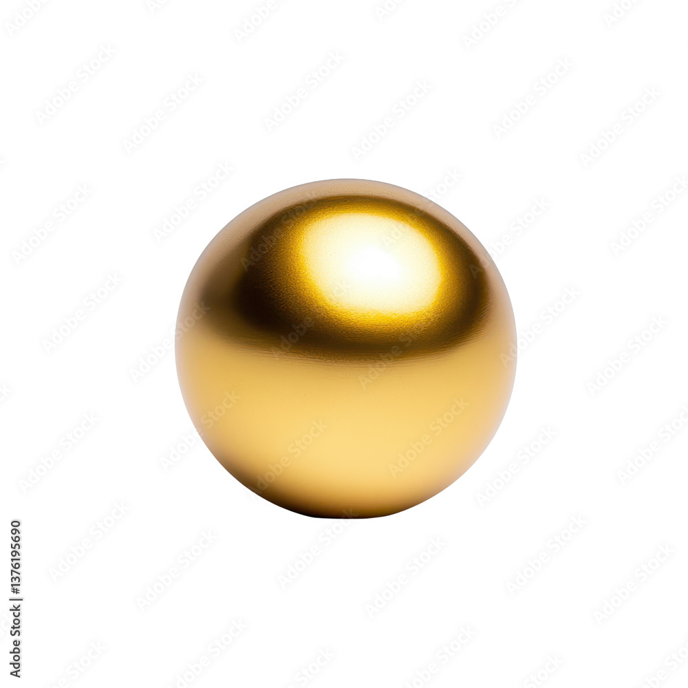 Poster a shiny golden sphere reflecting light in a modern design context. transparent background.