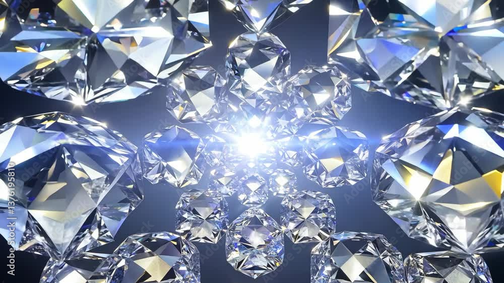 Poster a close up of a diamond with a bright light shining on it. the diamond is cut into many facets, maki