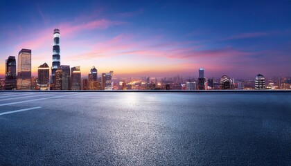 Naklejka premium urban landscape at dusk with modern architecture