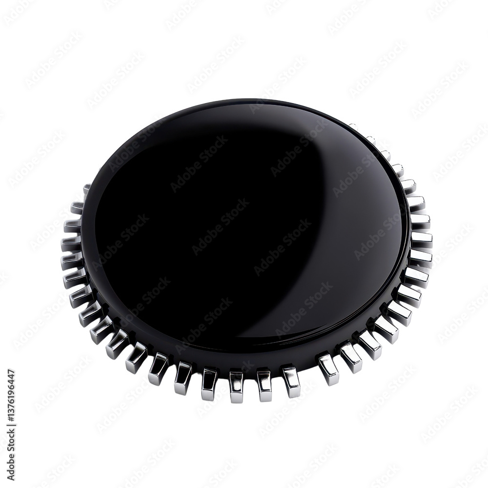 Poster a sleek black button with a shiny finish, perfect for modern design applications. transparent backgr