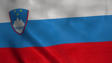 Slovenia national flag waving in the wind. 3d illustration