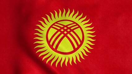 Kyrgyzstan flag waving in the wind, background. 3d illustration