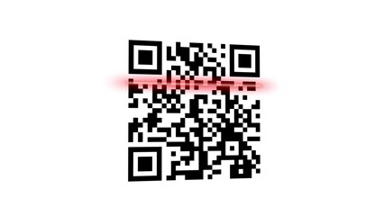 QR code being scanned with a red laser. 3d illustration