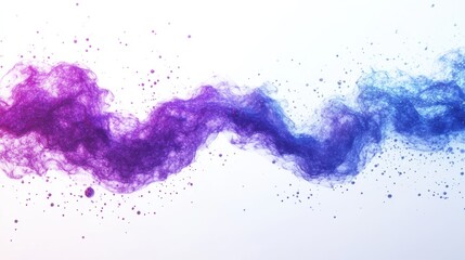 Obraz premium An abstract digital flow of purple and blue particles spreads out on a white background creating a dynamic effect illustration