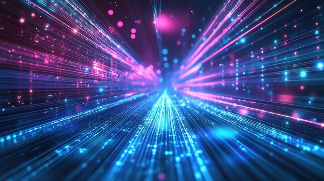 Future technology line background and light effect, cyberpunk style background material with a sense of technology illustration