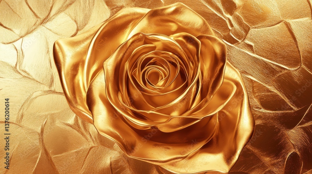 Poster golden rose foil texture with shiny metallic finish and intricate noise patterns. metallic finish. i