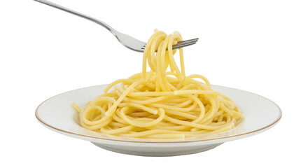 Isolated spaghetti with fork on a plate