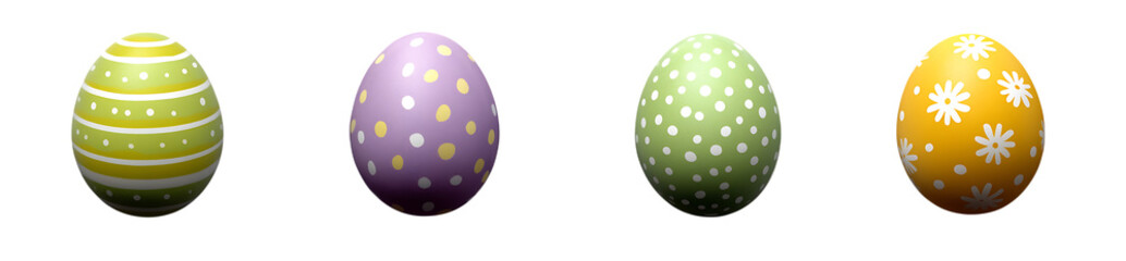 Assorted Patterned Easter Eggs, Light Green, Purple, Dotted, Floral, Transparent