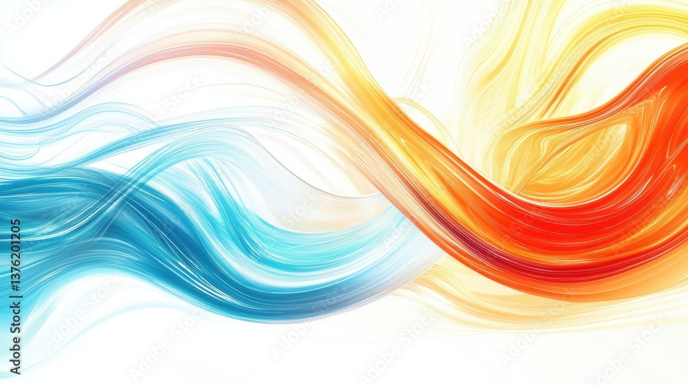 Poster a dynamic graphic with colorful lines that swirl and change shape, creating a sense of movement and 