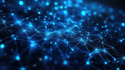 image featuring a futuristic technology pattern with glowing blue polygonal shapes, representing big data and advanced digital networks illustration