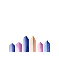 Colorful watercolor pencils arranged in a vibrant row. transparent background.