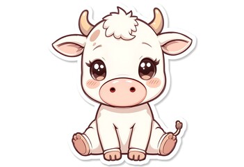 Fototapeta premium Adorable Baby Cow Cartoon Illustration Cute Calf Image