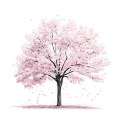 Watercolor Cherry Blossom Trees – Hand-Painted Sakura Tree