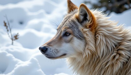 Wolf Fur The intricate patterns of a grey wolf's fur in a snowy landscape.