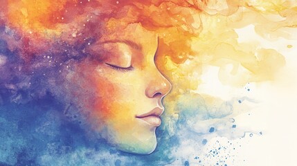 Calming Rhythms illustrated with a blend of watercolor textures, creating a calming visual effect that enhances mental wellness illustration