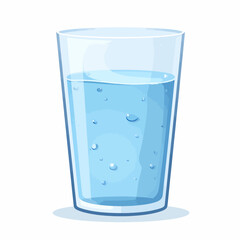 Glass of clear blue water with bubbles