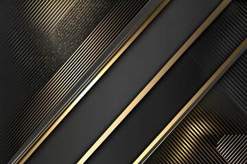 A sophisticated geometric design featuring a dark background with golden lines and textures creating an elegant and modern abstract pattern.