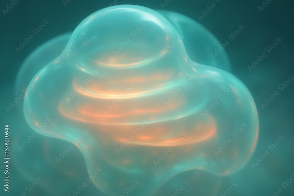 Poster glowing transparent shape pulsating with light and energy, creating a mesmerizing visual effect, per