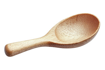wooden spoon - natural light brown scoop on white background