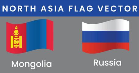 Flags of North Asia, Editable National Flag Set.