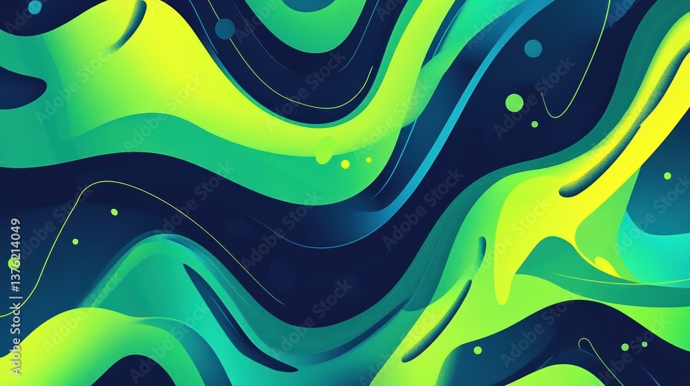 Poster a lively abstract gradient background with bright greens and deep blues.featuring energetic color sh