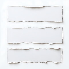 Fototapeta premium Three pieces of white paper torn
