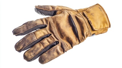 An industrial working glove displayed on a white background. This work glove is rugged and durable. Perfect for various tasks and outdoor activities. Generative AI