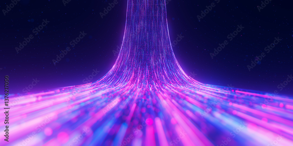 Poster ascending bigdata light speed flow. abstract digital data stream of quantum computing. cyberspace of