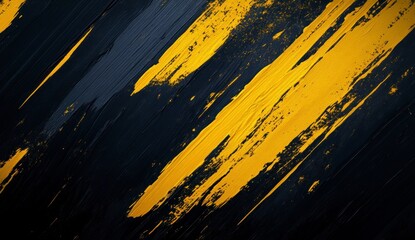 Abstract Brushstrokes Painting in Gold and Black Diagonal Background Art