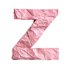 Top view of a 3D letter Z made of premium pink origami paper isolated on a white transparent background