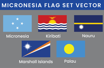 Micronesian Countries Flag Designs Vector CollectionMicronesian Countries Flag Designs Vector Collection