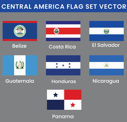 Central American Nations Flag Set Vector