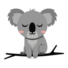 Cute Koala Sitting on a Branch, Perfect for Kids' Books