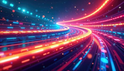 Fototapeta premium Abstract swirling colors forming a dynamic race track design , illustration, velocity, curve