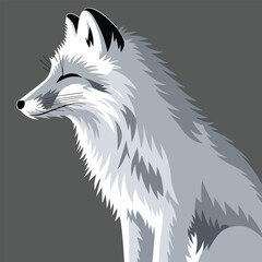 Cute Cartoon Arctic Fox in Profile