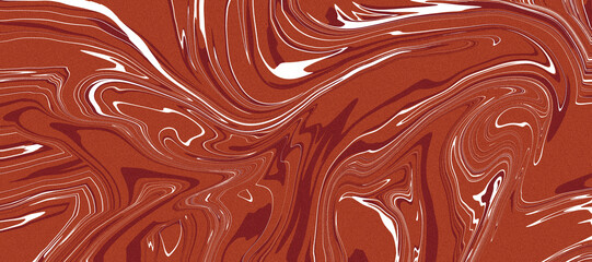 Terracotta marble swirl pattern abstract grainy background with white flowing lines.