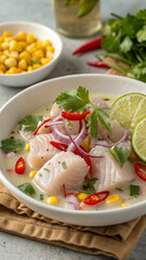 Peruvian Ceviche Clasico: More Than Food. The Soul of Peru in Every Spoonful. food vertical format  - hands cooking 
