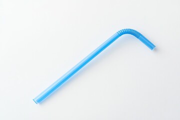 Single disposable blue drinking straw